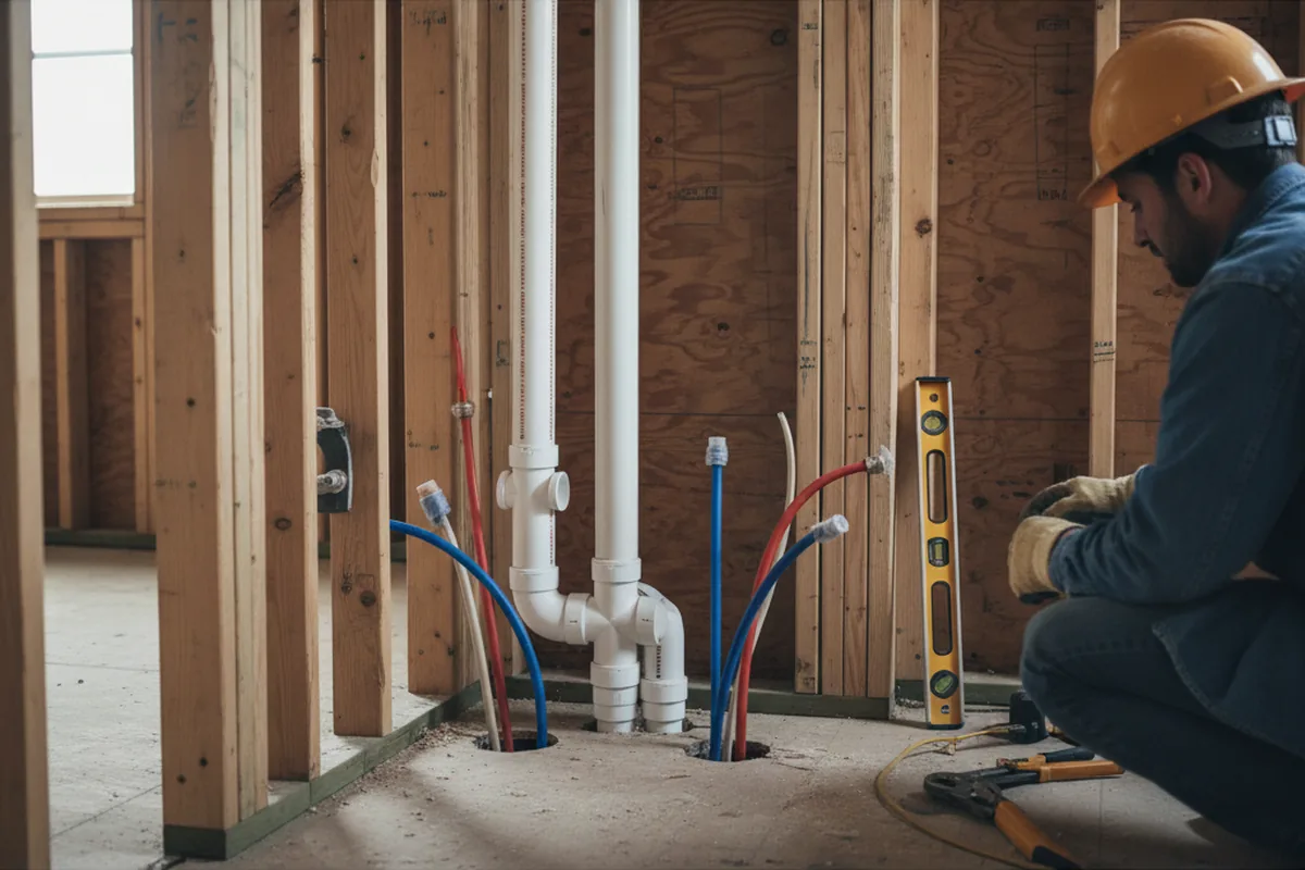 Drain and supply rough-in during Sump Pump Repair in Douds